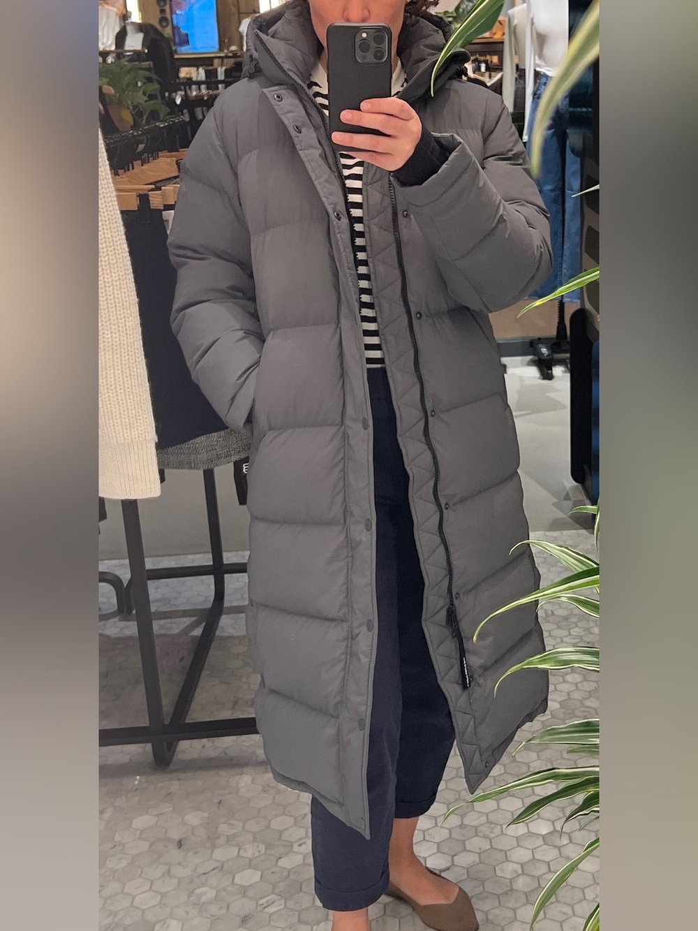Aritzia The Super Puff Long cliMATTE Grey Goose Down Puffer Coat Small